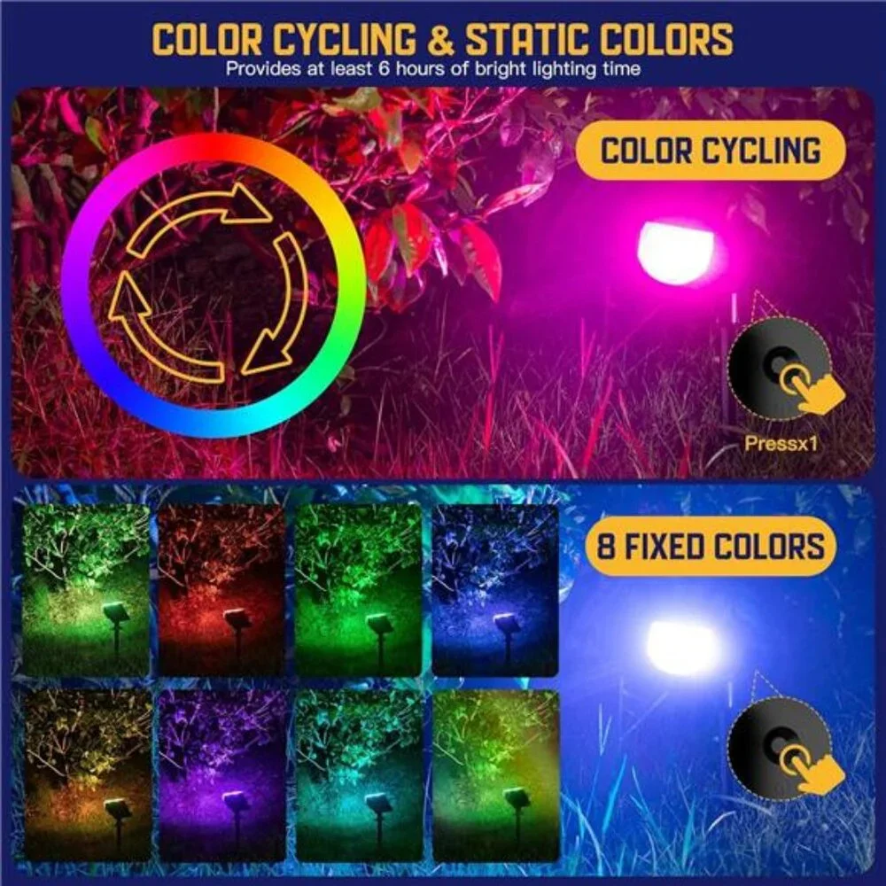 Solar Color Spot Lights Outdoor, 9 Lighting Modes Halloween Christmas 38 LEDs